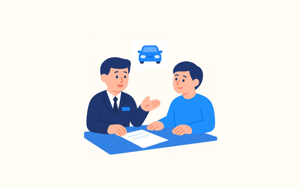 자동차 상담하는 두 사람