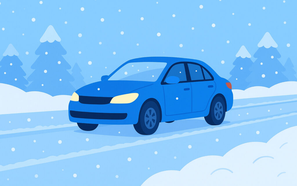 눈길 위를 달리는 자동차