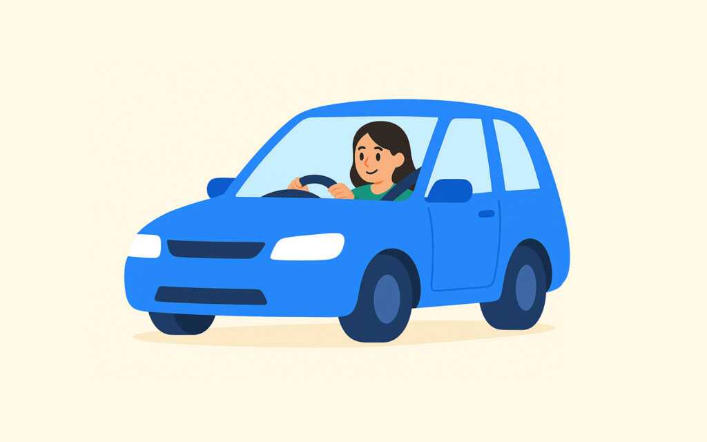 중고차를 시운전하고 있는 사람