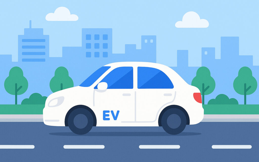 하이브리드 자동차가 달리는 중이다