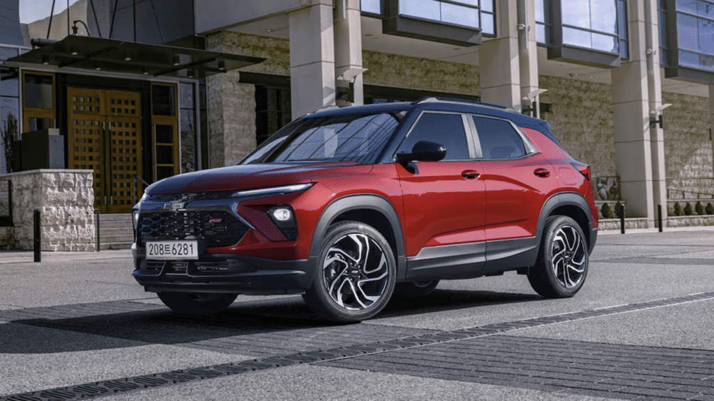 빨간색 2026 쉐보레 뉴 트레일블레이저 옆모습