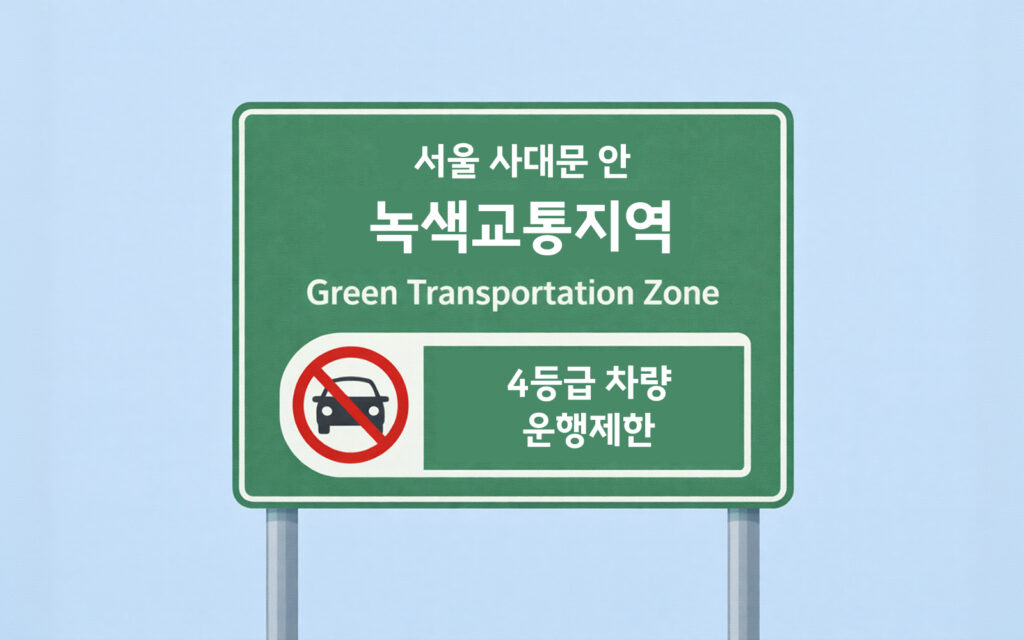 서울 사대문 안 '녹색교통지역' 진입로 안내 표지판