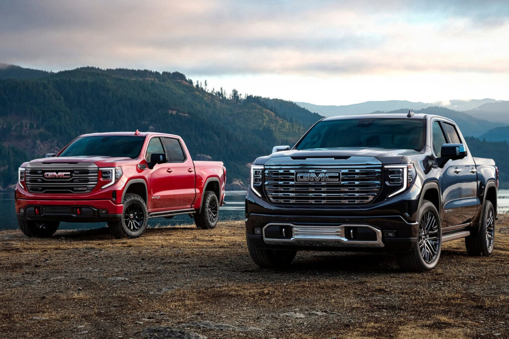 빨간색과 다크한 색의 2026 GMC 시에라(5세대)