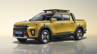 노란색 2027 KGM 무쏘 EV 전측면