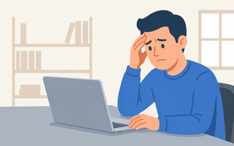 노트북으로 월급과 자동차 구매 예산을 계산하는 사회초년생, 옆에 자동차 키와 가계부가 놓인 모습